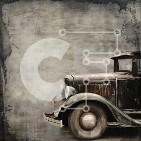 Intra Συλλεκτικό Ξύλινο Παζλ Plywood 4mm - Εκλεκτής ποιότητας αυτοκίνητο σε γκρίνι φόντο Σε Ξύλινο Κουτί - Διαστάσεις Puzzle: 10x10 cm – 25 κομμάτια