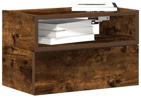 Κομοδίνα Επιτοίχια 2 τεμ. Καπνιστή Δρυς 45x26x28,5 εκ.