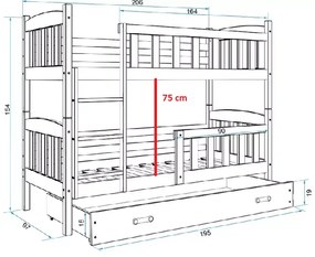 Κουκέτα  Dorian με 3o Κρεβάτι από μασίφ ξύλο White + Blue  90×200cm (Δώρο τα 3 Στρώματα)