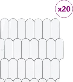 vidaXL Πλακάκι Φτερού 20 τεμ. Λευκό Γκρι 30 x 30 cm