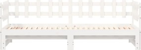 vidaXL Καναπές Κρεβάτι Συρόμενος Λευκός 2x(90x200) εκ. Μασίφ Πεύκο