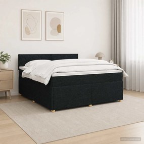vidaXL Κρεβάτι box spring με στρώμα Μαύρο 180 x 200 cm Ύφασμα
