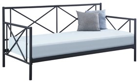 Κρεβάτι Μονό ArteLibre JASMINE Μαύρο Μέταλλο 208x97.6x100cm (Στρώμα 90x200cm)