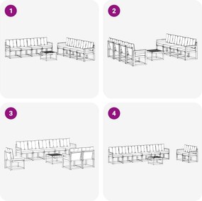 vidaXL Σειρά Καναπέ Εξωτερικού με μαξιλάρι 9 pcs Λευκό και Μπεζ