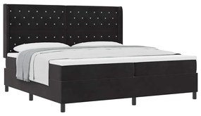 vidaXL Κρεβάτι με ελατήρια με κεφαλάρι Μαύρο 200 x 200 cm Βελούδο