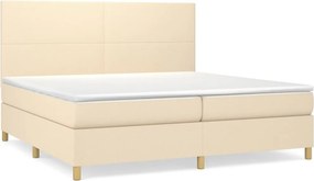 vidaXL Κρεβάτι Boxspring με Στρώμα Κρεμ 200x200 εκ. Υφασμάτινο