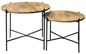 Τραπέζι σαλονιού Forfu pakoworld σετ 2 τεμαχίων oak-μαύρο Model: 197-000234
