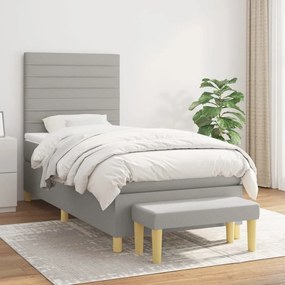 ΚΡΕΒΑΤΙ BOXSPRING ΜΕ ΣΤΡΩΜΑ ΑΝΟΙΧΤΟ ΓΚΡΙ 100X200 ΕΚ. ΥΦΑΣΜΑΤΙΝΟ 3137213