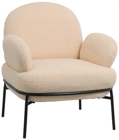 Πολυθρόνα Jaycob pakoworld μπουκλέ μπεζ-πόδι μαύρο μέταλλο 74x71x83εκ