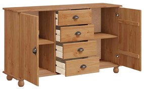 vidaXL Πλαϊνό γραφείο Καφέ 133.5 x 40 x 79 εκ. Μασίφ ξύλο πεύκου