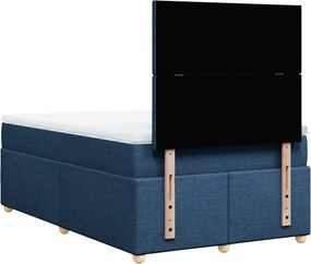vidaXL Κρεβάτι Boxspring με Στρώμα Μπλε 120x190 εκ. Υφασμάτινο