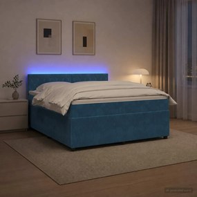 vidaXL Κρεβάτι box spring με στρώμα Μπλε 160 x 200 cm Βελούδο