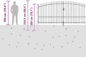 vidaXL Πύλη Κήπου WOERDEN 195 x 400 εκ Ατσάλι Γκρι Κλειδώσιμο