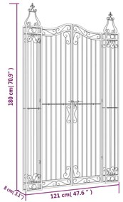 vidaXL Πύλη Κήπου Μαύρη 121 x 8 x 180 εκ. από Σφυρήλατο Σίδερο