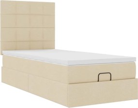 vidaXL Οθωμανικό κρεβάτι με στρώμα Cream 90x190cm ύφασμα