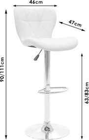 Σκαμπό μπαρ Coozy pakoworld pu σε λευκό χρώμα σκελετός χρωμίου