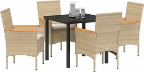vidaXL Σέτ φαγητού για κήπο 5 pcs Μπεζ συνθετικό ρατάν