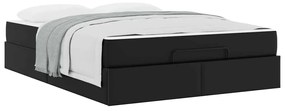 vidaXL Σκελετός κρεβατιού με στρώμα Μαύρο 140 x 190 cm Τεχνητό δέρμα
