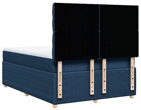 Κρεβάτι Boxspring με Στρώμα Μπλε 160x200 εκ. Υφασμάτινο - Μπλε