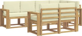 vidaXL Σειρά Καναπέ Εξωτερικού 7 pcs Λευκό και Κρεμ Πολυεστέρας