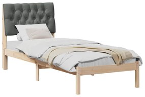 vidaXL Σκελετός Κρεβατιού με Επενδεδυμένο Κεφαλάρι Καφέ 75 x 190 cm