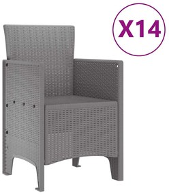 vidaXL Σέτ φαγητού για κήπο 15 pcs Ανοιχτό γκρι Rattan Polt