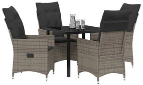 vidaXL Σέτ φαγητού για κήπο με μαξιλάρι 5 pcs Γκρι Πολυ ράταν
