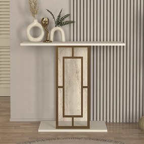 Κονσόλα Alderas Megapap χρώμα sandstone - travertine - χρυσό 90x29,6x76,8εκ.