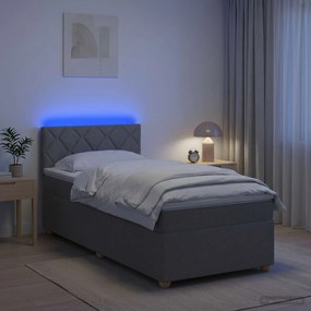 vidaXL Κρεβάτι box spring με στρώμα Ανοιχτό γκρι 100 x 200 cm Ύφασμα