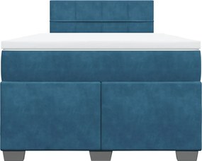vidaXL Κρεβάτι Boxspring με Στρώμα Μπλε 120x190 εκ. Βελούδινο