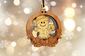 Intra απο ξύλο plywood 3mm-4mm πάχος Χριστουγεννιάτικο στολίδι με μελόψωμο άνδρα Δίασταση 3x3 cm INTRAFABR-109272632