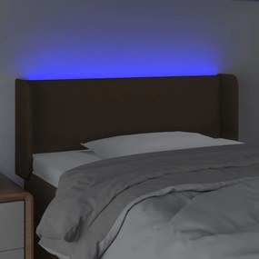 vidaXL Κεφαλάρι Κρεβατιού LED Σκούρο Καφέ 93x16x78/88 εκ. Υφασμάτινο