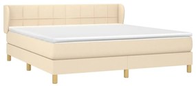 vidaXL Κρεβάτι Boxspring με Στρώμα Κρεμ 180x200 εκ. Υφασμάτινο