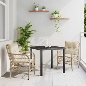 vidaXL Set Καθιστικού Κήπου  3 Τεμαχίων με Μαξιλάρια Μπεζ από Πολυ Ράτταν