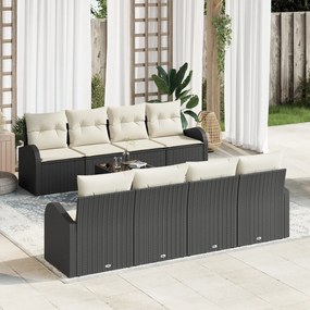 vidaXL Σετ Κήπου 9 Τεμαχίων με Μαξιλάρια Μαύρο Poly Rattan