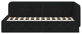 vidaXL Κρεβάτι Γωνίας Μαύρο 90 x 190 cm ύφασμα