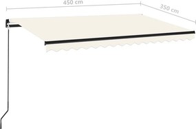 vidaXL Τέντα Συρόμενη Χειροκίνητη Κρεμ 450 x 350 εκ.