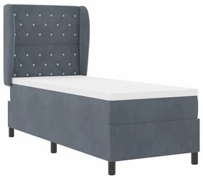 vidaXL Κρεβάτι με ελατήρια με στρώμα Σκούρο γκρι 80 x 200 cm Βελούδο