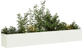 vidaXL Ζαρντινιέρα Λευκή 280x40x40 εκ. από Χάλυβα Ψυχρής Έλασης