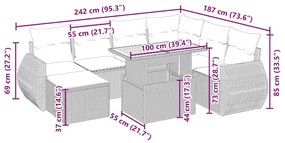 vidaXL Σαλόνι Κήπου Σετ 8 τεμ. Μπεζ Συνθετικό Ρατάν με Μαξιλάρια