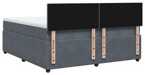 Κρεβάτι Boxspring με Στρώμα Σκούρο Γκρι 180x200 εκ. Βελούδινο - Γκρι