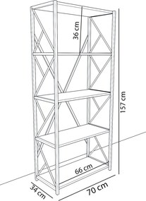 Stewehome Μεταλλική βιβλιοθήκη με 5 ράφια Λευκό 70x34x157 cm