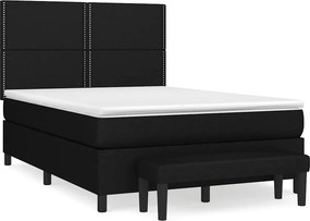 vidaXL Κρεβάτι Boxspring με Στρώμα Μαύρο 140x200 εκ. Υφασμάτινο