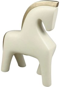 Διακοσμητικό Άλογο Jasper 029670 16x7x20cm Ivory-Gold Πολυρεσίνη