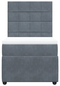 vidaXL Κρεβάτι Boxspring με Στρώμα Σκούρο Γκρι 100x200 εκ. Βελούδινο