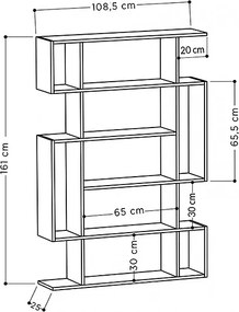 Βιβλιοθήκη Mito Megapap χρώμα λευκό 108x25x161εκ.