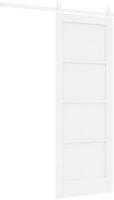 vidaXL Συρόμενη Πόρτα με Σετ Εξαρτημάτων Λευκή 73.5x198.5 cm Συμπαγές Ξύλο Πεύκο