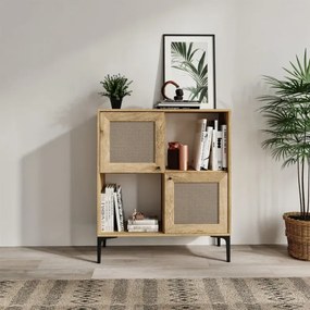 Stewehome Ντουλάπι Βιβλιοθήκες Ρατάν Ξύλινο Boho 90x107x40 cm