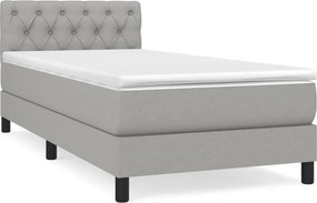 vidaXL Κρεβάτι Boxspring με Στρώμα Ανοιχτό Γκρι 80x200 εκ. Υφασμάτινο