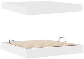 vidaXL Κρεβάτι με αποθηκευτικό χώρο και στρώμα 2 pcs Λευκό Δέρμα
